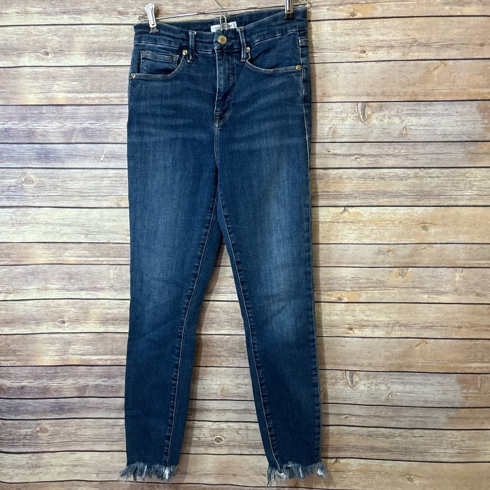 Good American Good Waist Crop Raw Edge Jean size 4/27 I2